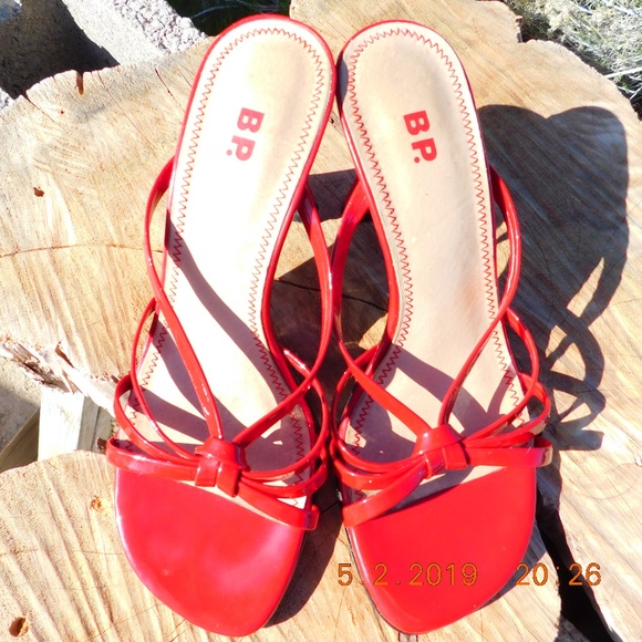 BP.  Butterfly Red Patent Strappy Mule - Picture 3 of 8